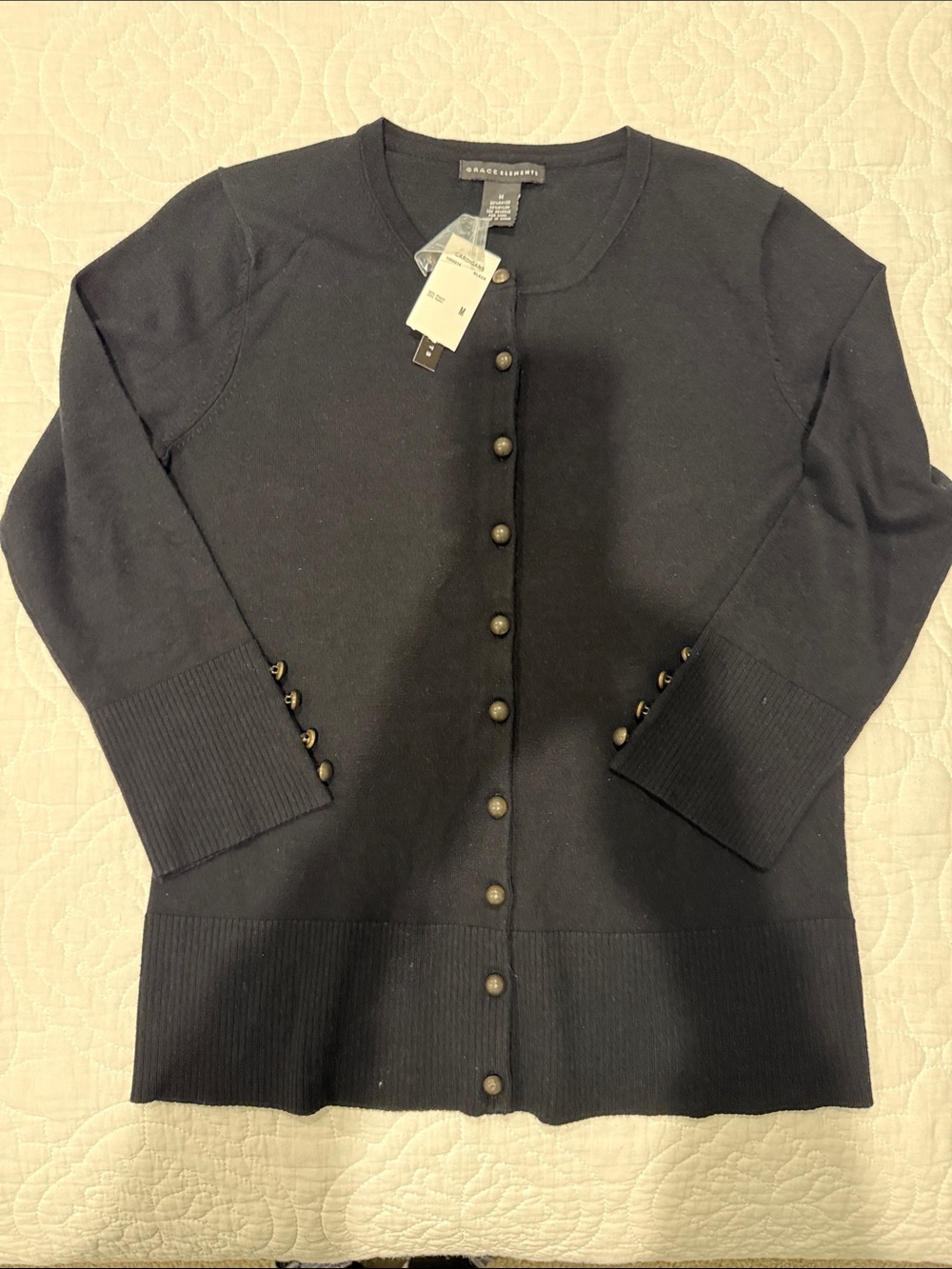 Grace Elements Black Button-Front Women's Cardigan